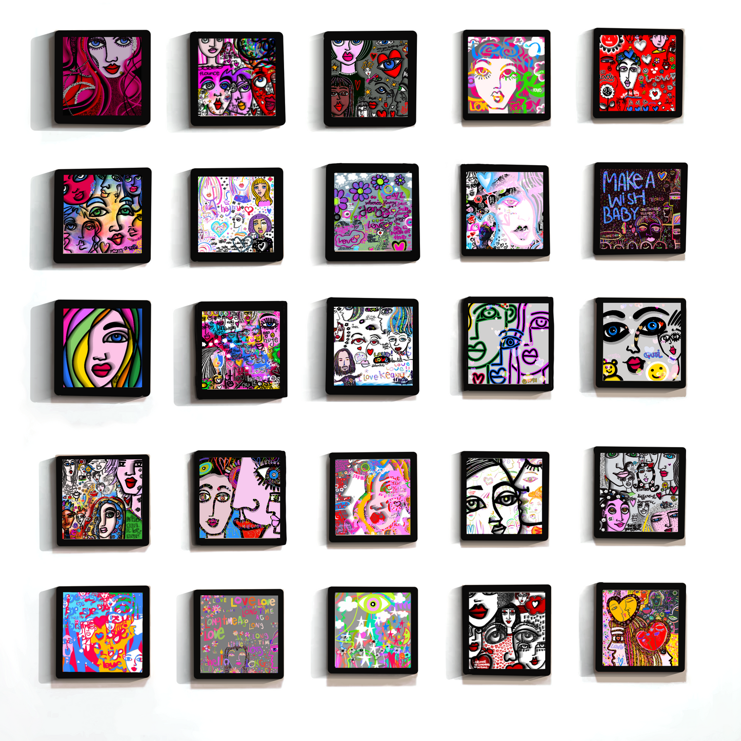 Entire Collection of 25 Love, Spill archival giclèe prints 12”x12”, framed!