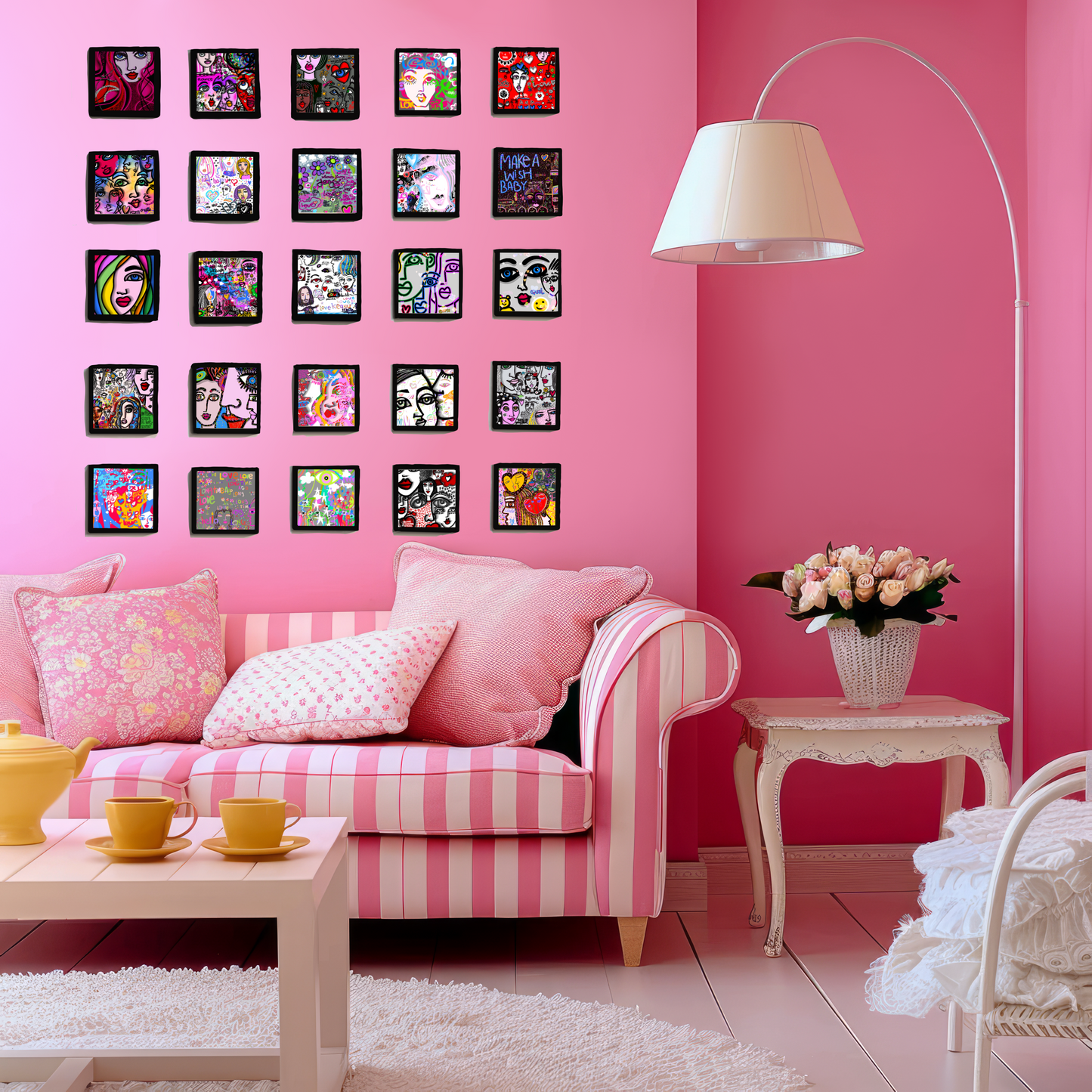 Entire Collection of 25 Love, Spill archival giclèe prints 12”x12”, framed!